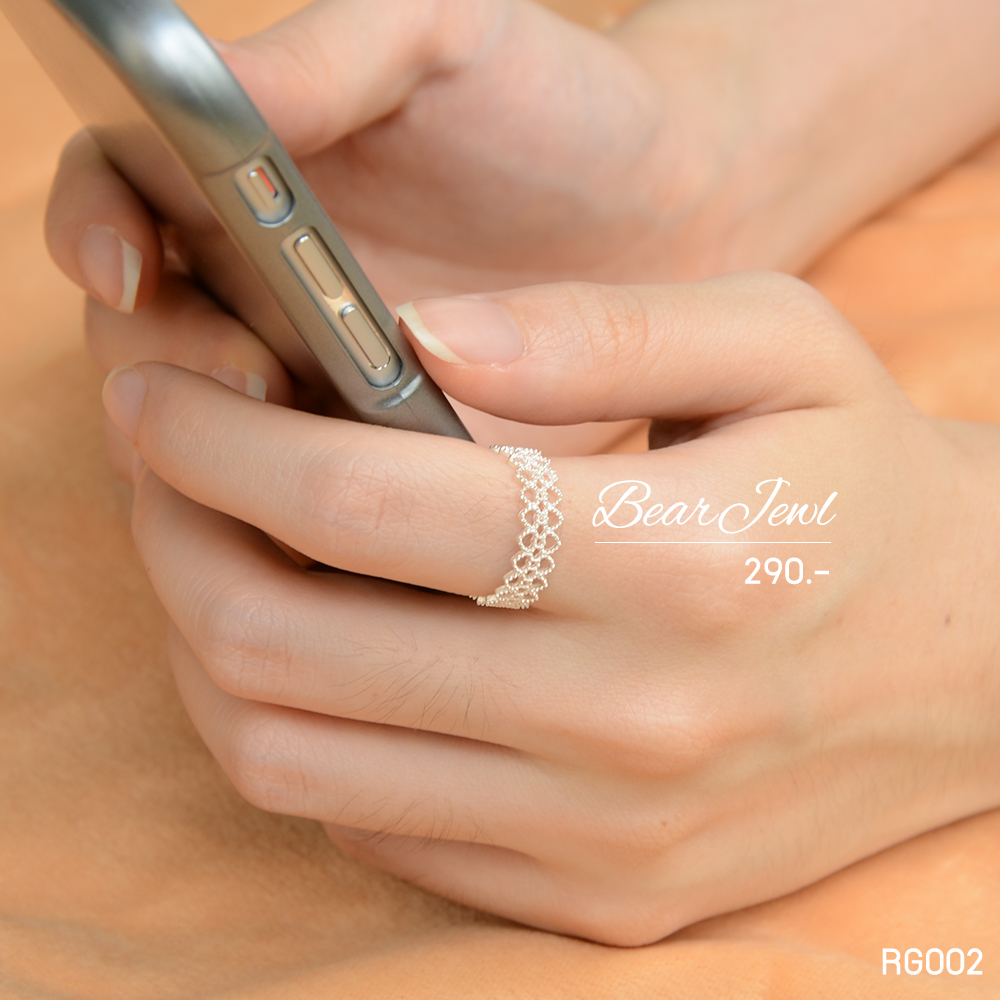 lined pattern White silver ring แหวนเงิน Bearjewl RG002 lined pattern White silver ring แหวนเงิน Bearjewl RG002