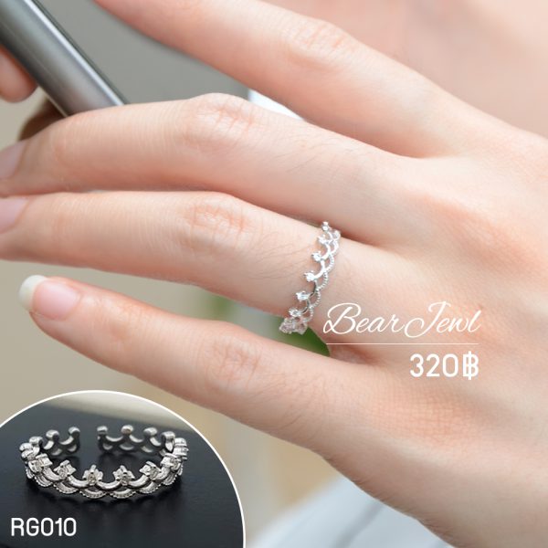 Diamond crown Silver Ring แหวนเงิน Bearjewl RG010