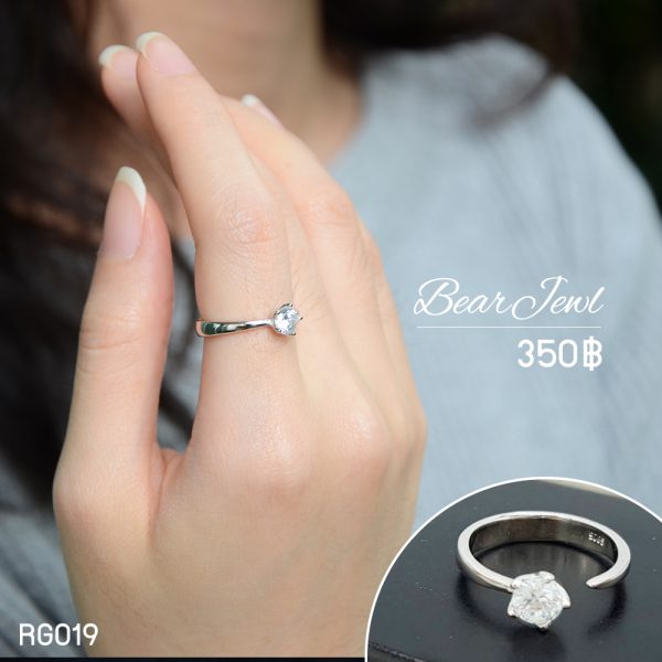Diamond Crescent Silver Ring แหวนเงิน Bearjewl RG019