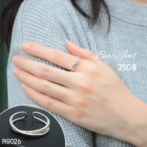 Diamond Cross Silver Ring แหวนเงิน Bearjewl RG026