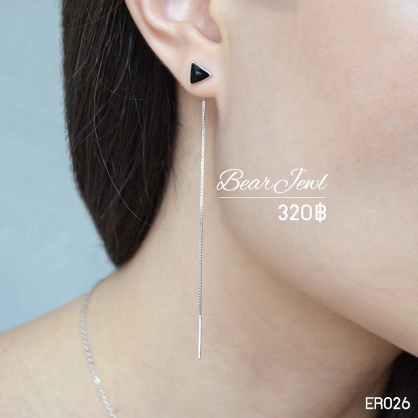 Black Triangle Silver Earring ต่างหูเงิน Bearjewl E026