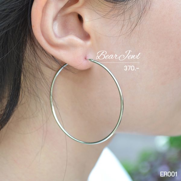 Circle Silver Earring (5 cm) ต่างหูเงิน Bearjewl ER001