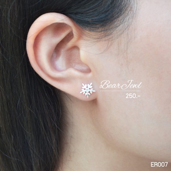 Snow Flake Silver Earring ต่างหูเงิน Bearjewl ER007