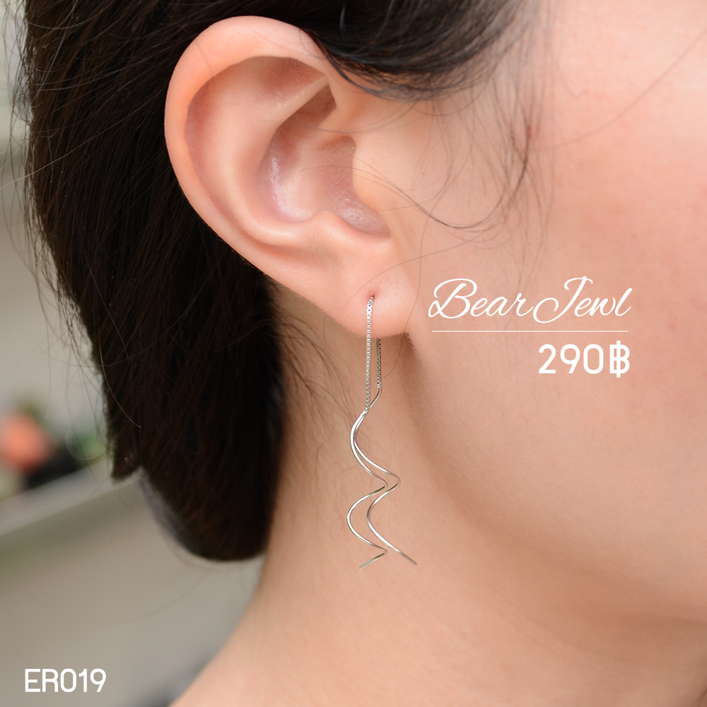 Duo Spiral Silver Earring ต่างหูเงิน Bearjewl ER019 Duo Spiral Silver Earring ต่างหูเงิน Bearjewl ER019