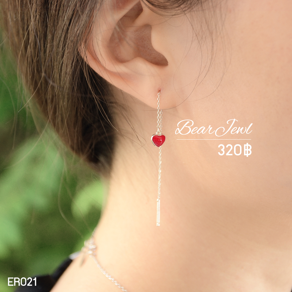 Sweet Heart Silver Earring ต่างหูเงิน Bearjewl ER021 Sweet Heart Silver Earring ต่างหูเงิน Bearjewl ER021