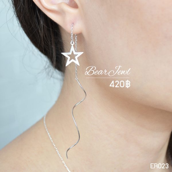 Star Light Silver Earring ต่างหูเงิน Bearjewl ER023